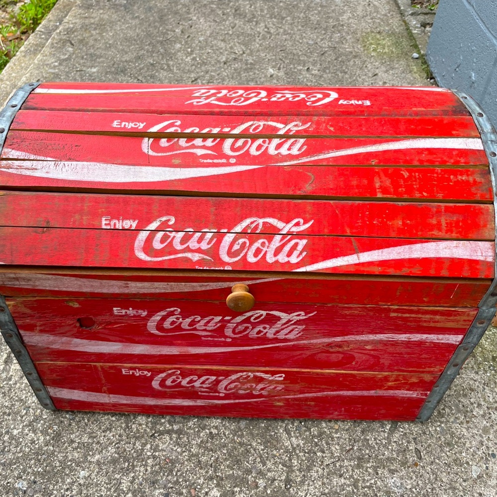 Vintage 20th Century Rustic Coca Cola Coke Trunk Chest Southern Wooden Box